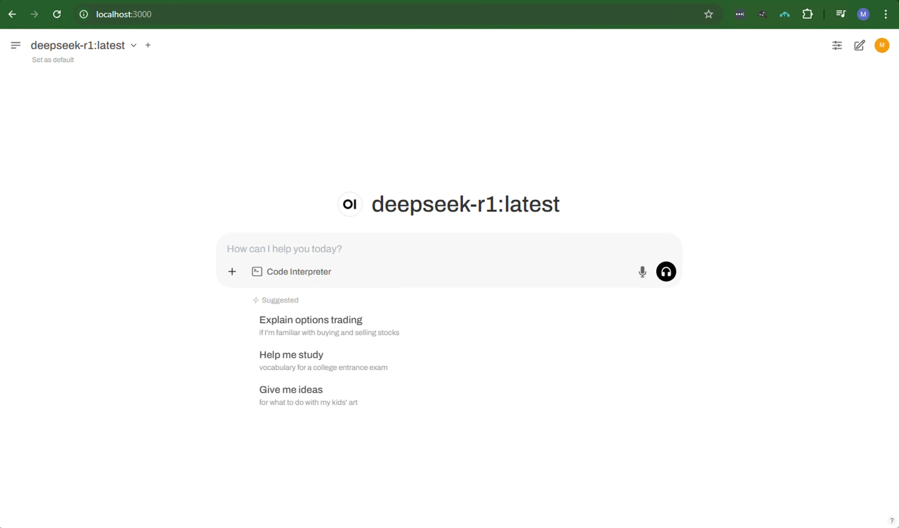 DeepSeek UI in browser