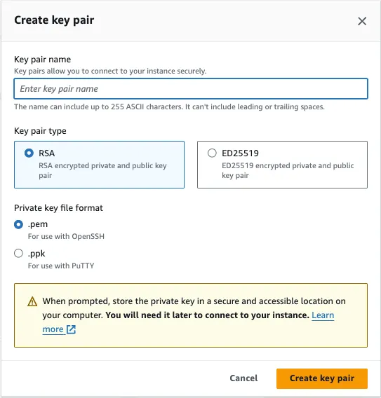 Key pair name