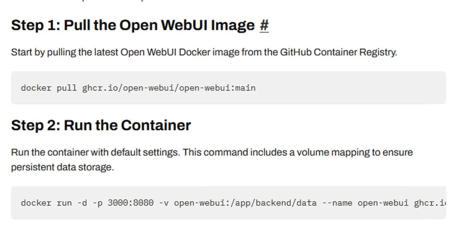 Open WebUI setup steps