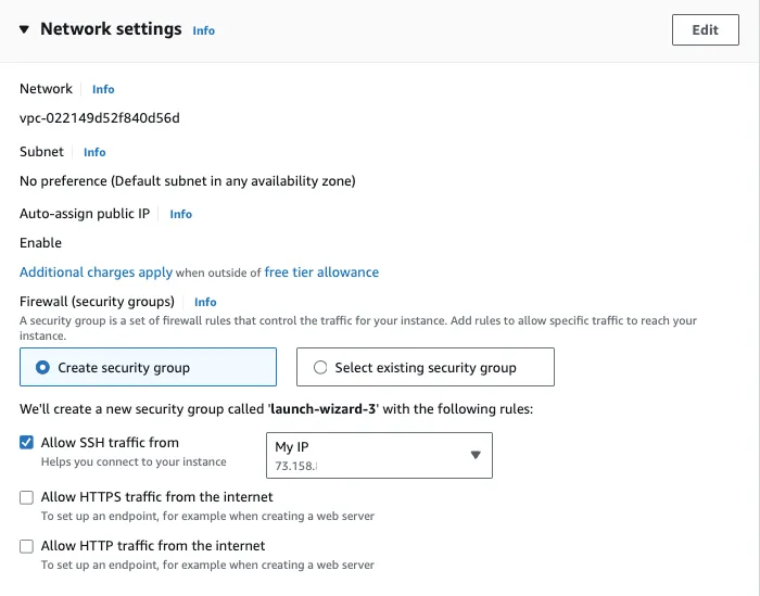 Security group settings